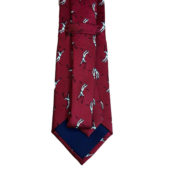 Polo Ralph Lauren Men’s Tie Vintage Red Silk Tennis Player Novelty Handmade USA - Picture 6 of 11